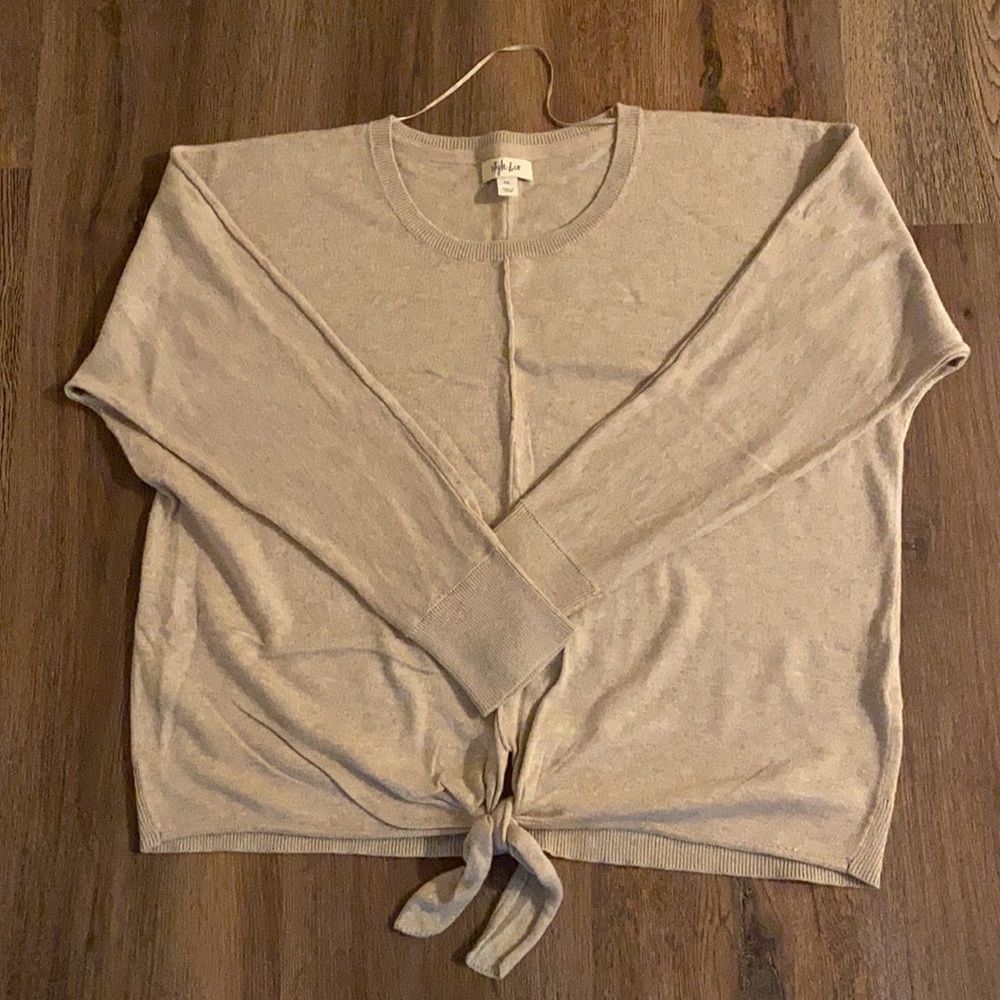 Style & Co Petite XL Knot Front Sweater Oatmeal